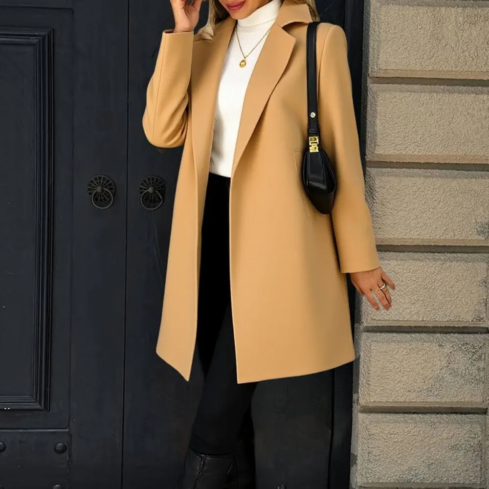 

Autumn Winter Casual Style Women's Coat No Decoration Fashionable Outerwear for Ladies Comfortable Fit Upper Apparel