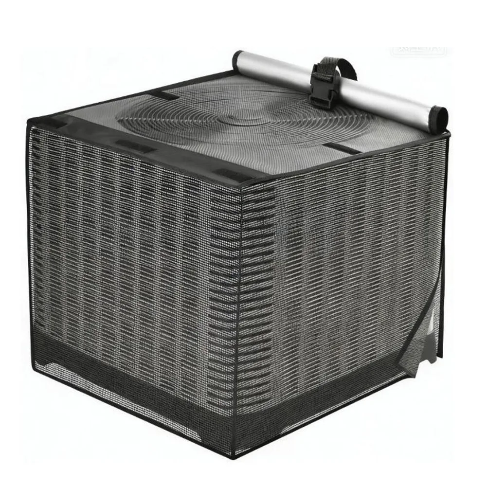Air Conditioner Protective Cover with Ventilated Mesh for base and Removable Waterproof Upper Section for Dust Rain and UV