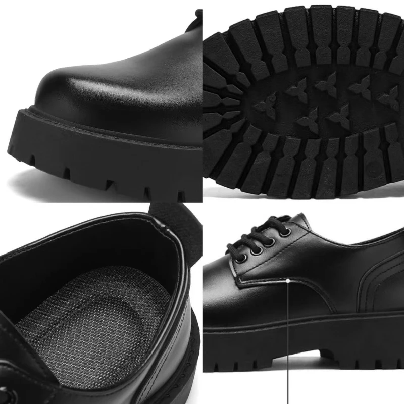 Autumn 2025 New Men's Business Derby Shoes Black Leather Loafers for Men Chef Shoes Men's Korean Platform Formal Dress Footwear