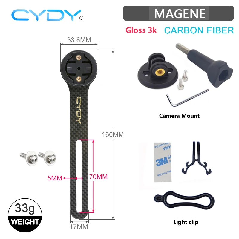 CYDY Carbon 3K Garmin Halterung Edge 130 200 Rennrad-Computerhalterung Wahoo Bryton Rider 420 Fahrrad-Lichtclip Kamera-Halterung