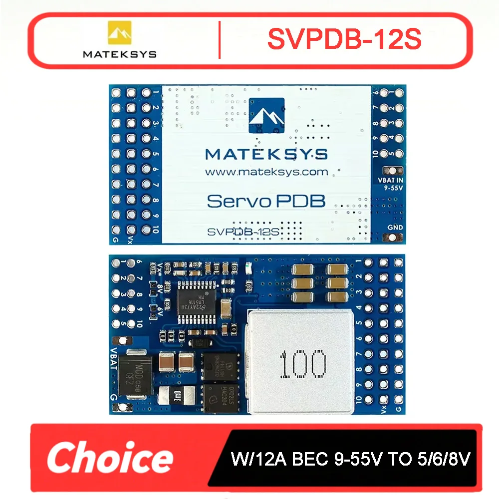 

MATEK SVPDB 12S Servo PDB с входом BEC 9-55 В до 5/6/8 В выходная плата распределения питания для радиоуправляемого самолета с фиксированным крылом DIY