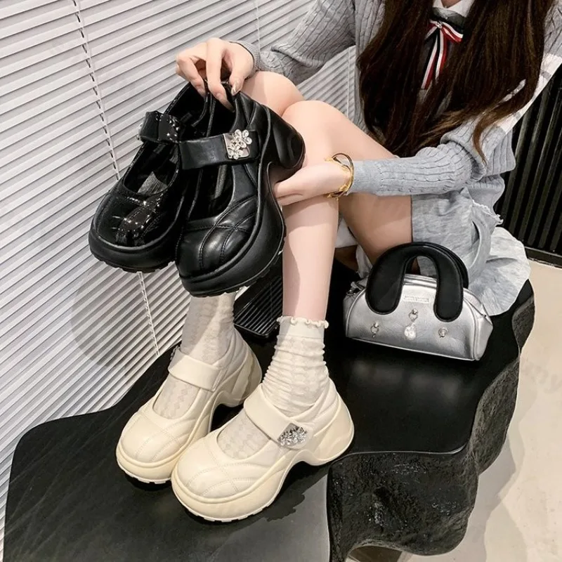 

Элегантные женские туфли на толстой подошве с неглубоким носком, осень 2023, новые модные универсальные удобные туфли Мэри Джейн на массивной подошве