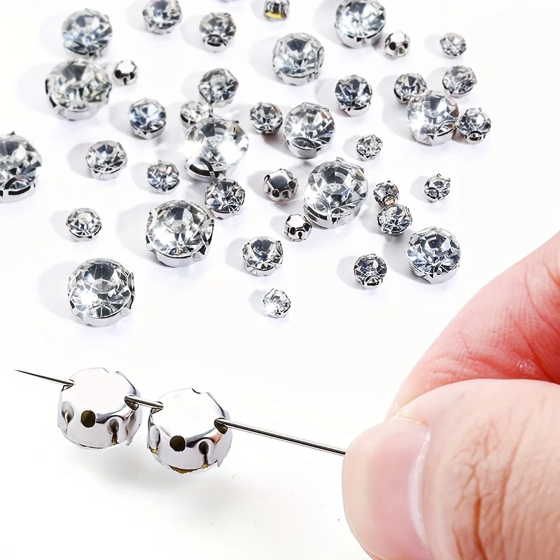 3-10mm Silvery Flat Bottom Earring Claw Beads Sew On Rhinestones Glass Crystal For DIY Jewelry Making Crafts And Clother