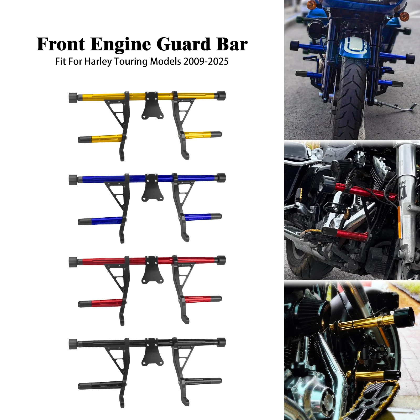Motorcycle Crash Bar Front Engine Guard Falling Protector Flat Out For Harley Touring Road King Street Electra Road Glide 14-23