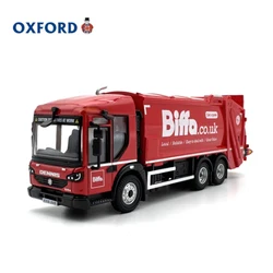 Diecast 1:76 Scale Alloy OXFORD Dennis Red Garbage Collection Truck Car Model Finished Product Simulation Model Gift Display