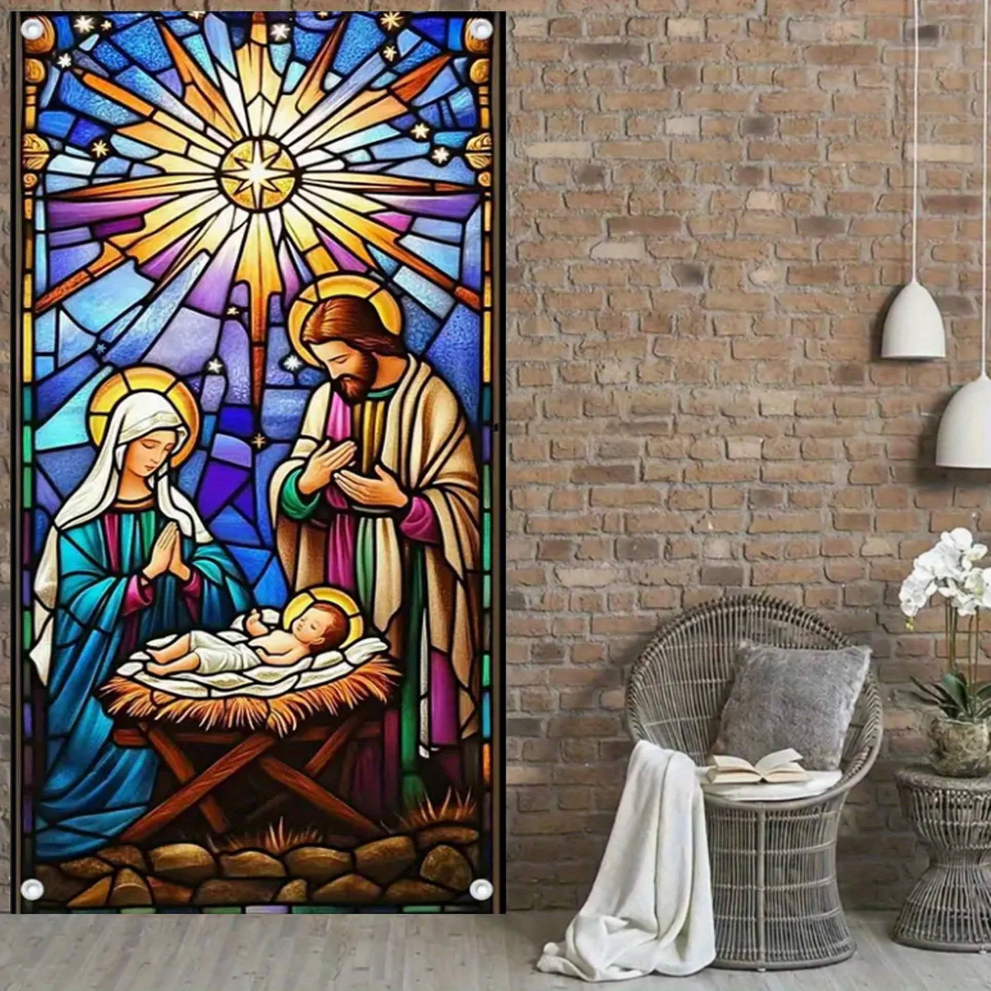 علم باب ثنائي الأبعاد، علم باب بوليمر واحد لحفلة الميلاد مع تصميم مشهد عيد الميلاد #5