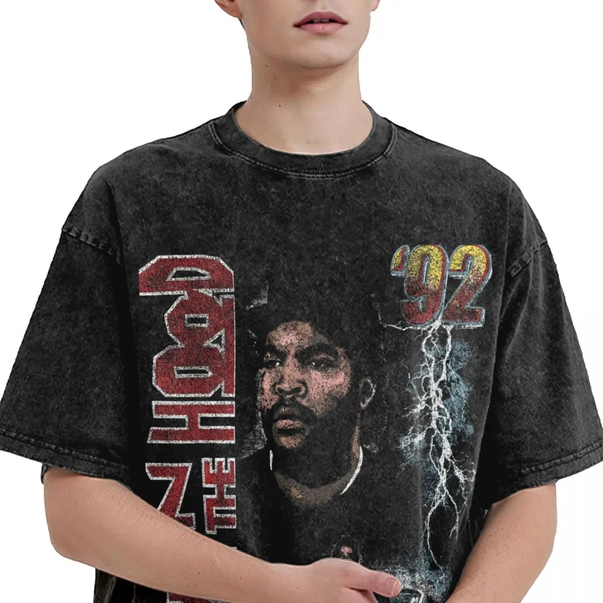 Washed T Shirt Rapper Rap Music 90s 80s Hip Hop Vintage T-Shirt Oversize Ice Cube Streetwear Summer Tops Tee Shirt for Men Women