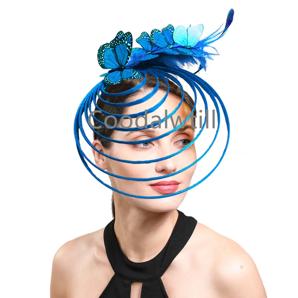 

Kentucky Derby Fascinator Party Hats Women Vintage Headdress Butterfly Headwear Femme Church Wedding Pillbox Cap Ladies Race