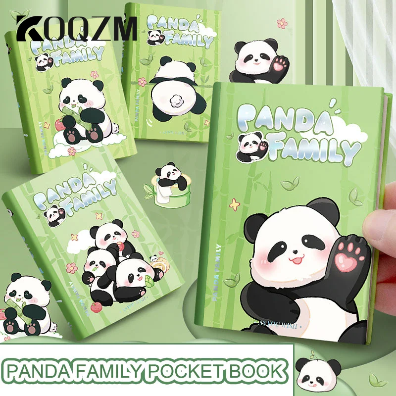 Panda Family Pocket Book A7 Notebook Mini Notebook Hardcover Handbook Student Blank Draft Notepad