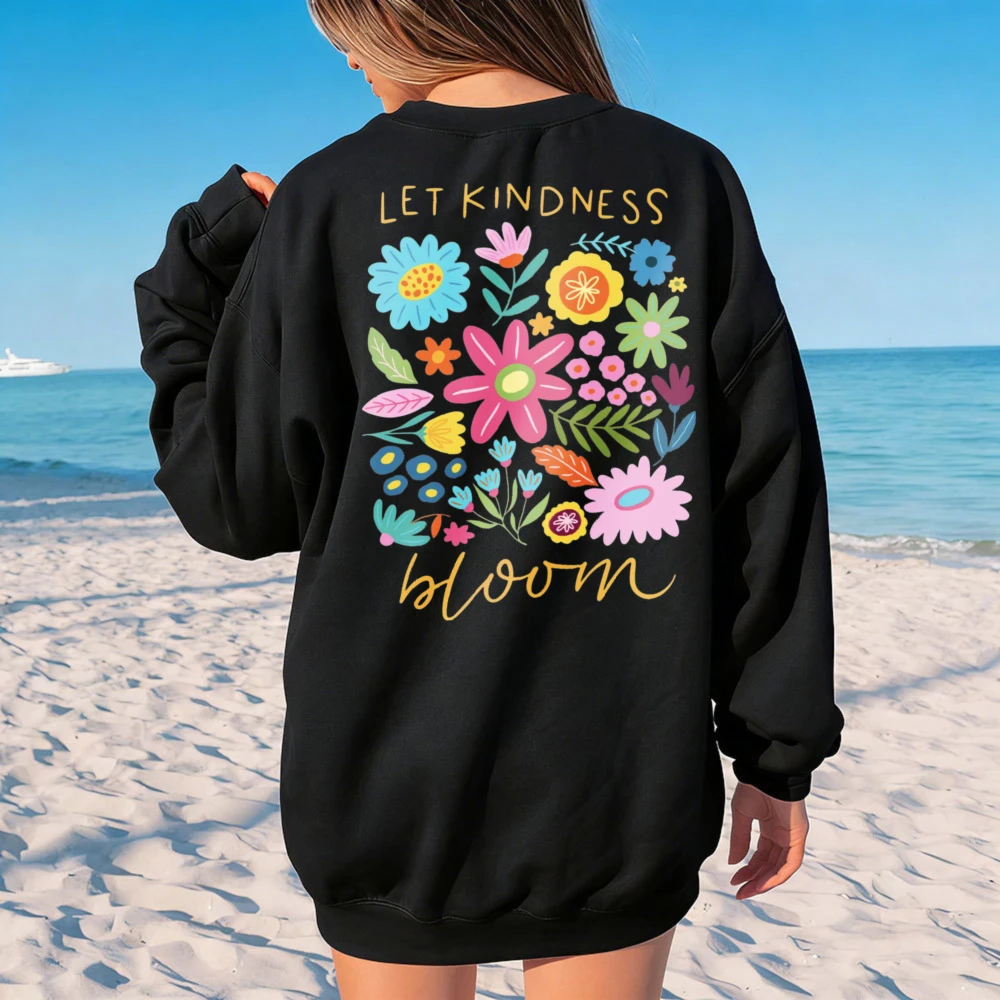 

Худи «Let Kindness Bloom»: свитшот для поддержания психического здоровья, ретро-худи с цветочным принтом, эстетичный женский свитшот с цветочным узором «Доброта»
