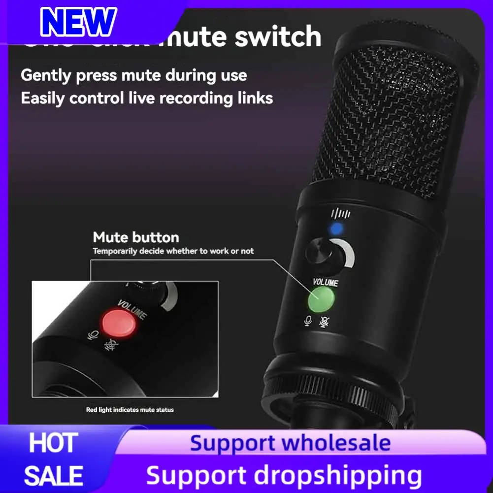 

Suitable Gaming USB Microphone Noise Cancellation Condenser Mic For Pc Podcast Microphone With Boom Bracket