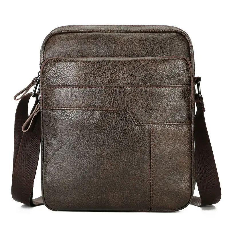 Men's top-grain cowhide single-shoulder Korean-style outdoor crossbody bag for travel, genuine leather crossbody bag