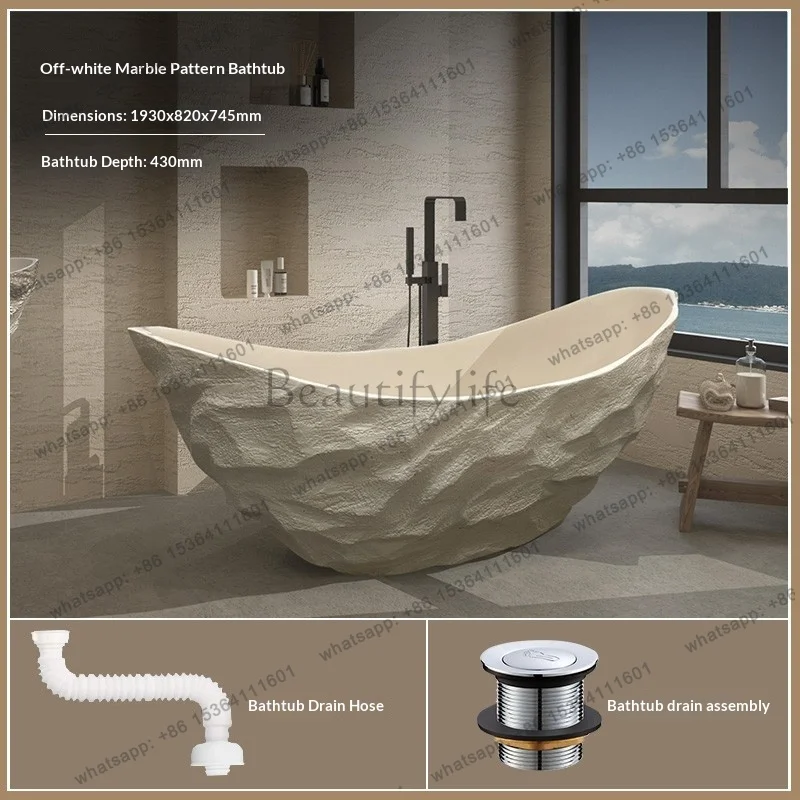 Freestanding Ergonomic Rock Texture Bathtub 1930X820X745mm Eco Friendly Insulation