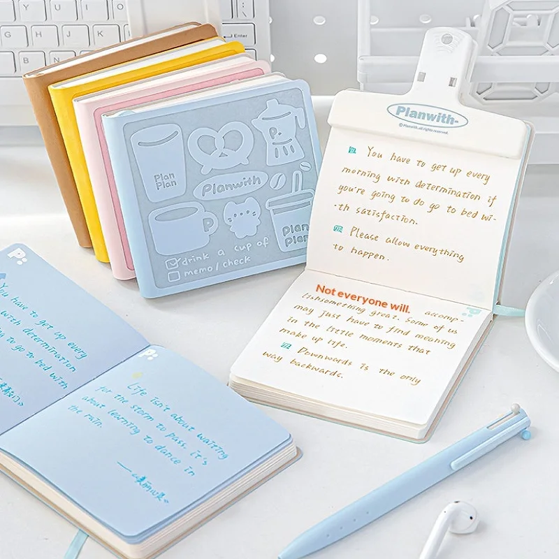Planwith Mini Agenda Planner Notebook,Pocket-sized For Portability,Cute PU Embossed Pattern Cover Perfect For Notes,Plans, Diary