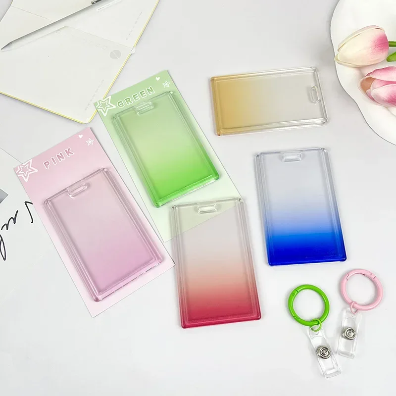 DIY Acrylic Kpop Photocard Holder Gradient Color Transparent 3 Inch Idol Card Holder Photo Sleeves Bus Card Student Card Case