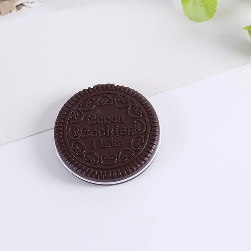 Compacte make-upspiegel Chocoladekoekjes Vorm Mini-zakspiegel voor dames Helder reflecterend compact met kam