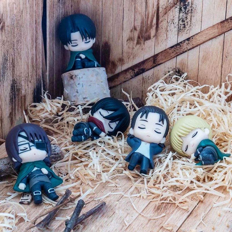 Action Genuine Gashapon Gift Toy Anime Attack On Titan Levi Eren Mikasa Armin Hange Cartoon Hugging Data Line Figure Doll Toys