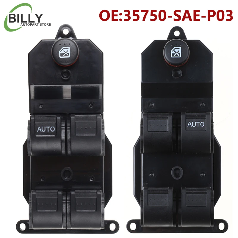 YAOPEI 35750-SAE-P03 35760-S9A-G042 Power Lifer Window Master Switch for Honda CRV CR-V 2002-2006 Civic 2001-2005 LHD RHD