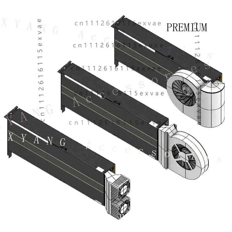 N+ Universal External Blower Active Heatsink for AMD MI25/MI50/MI100 Compute Card Small 4-Pin Connector