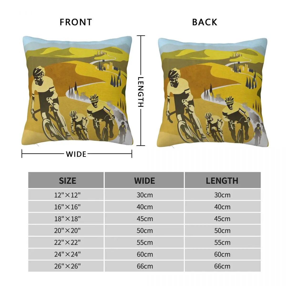 Strade Bianche Retro Cycling Art Pillowcase Polyester Linen Velvet Creative Zip Decor Home Cushion Cover