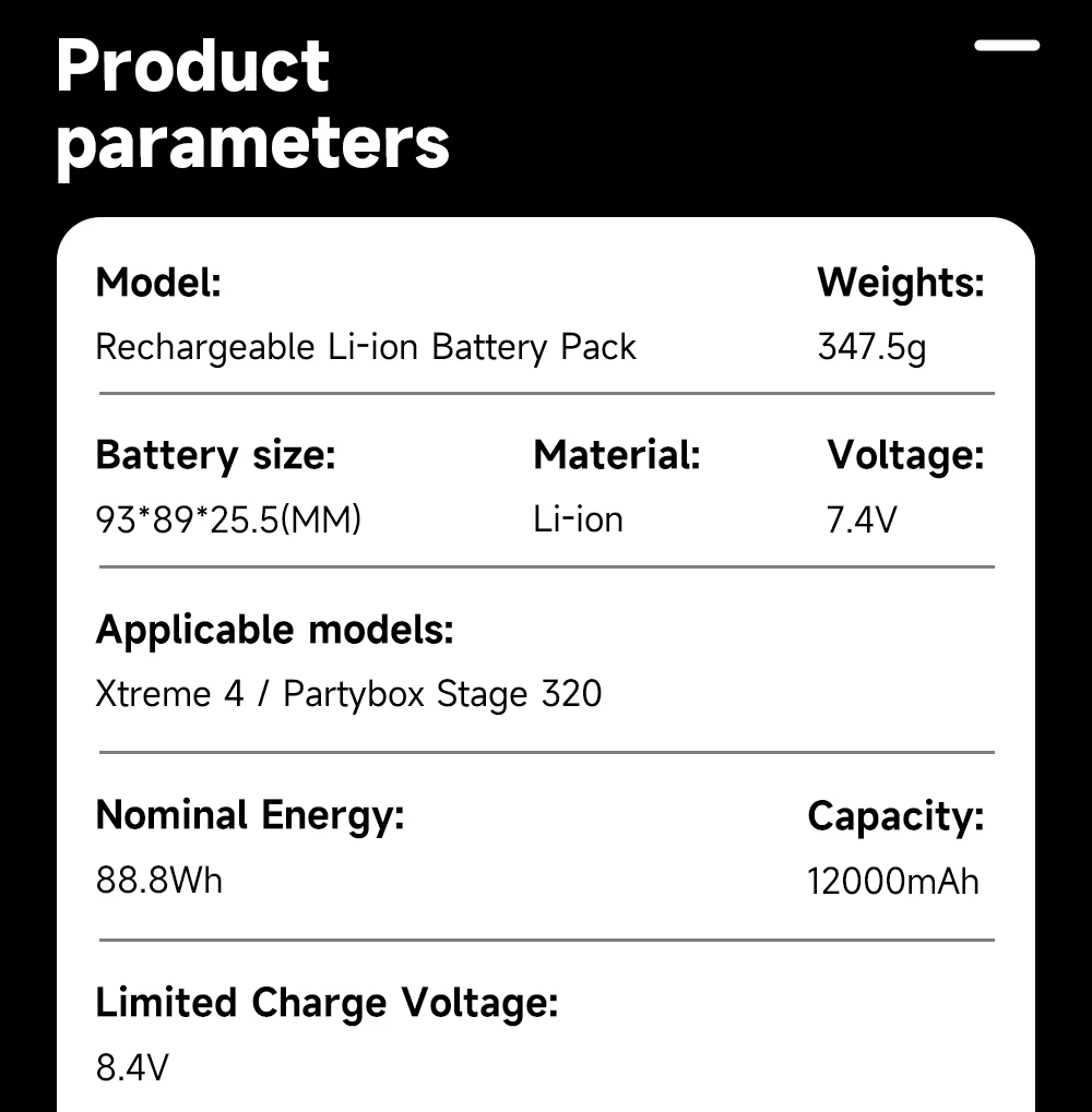 12000mAh Lautsprecher-Akku für JBL Xtreme 4, Akku für JBL PartyBox Stage 320, Hochleistungsakku mit TYPE-C-Ladefunktion – Detail 30