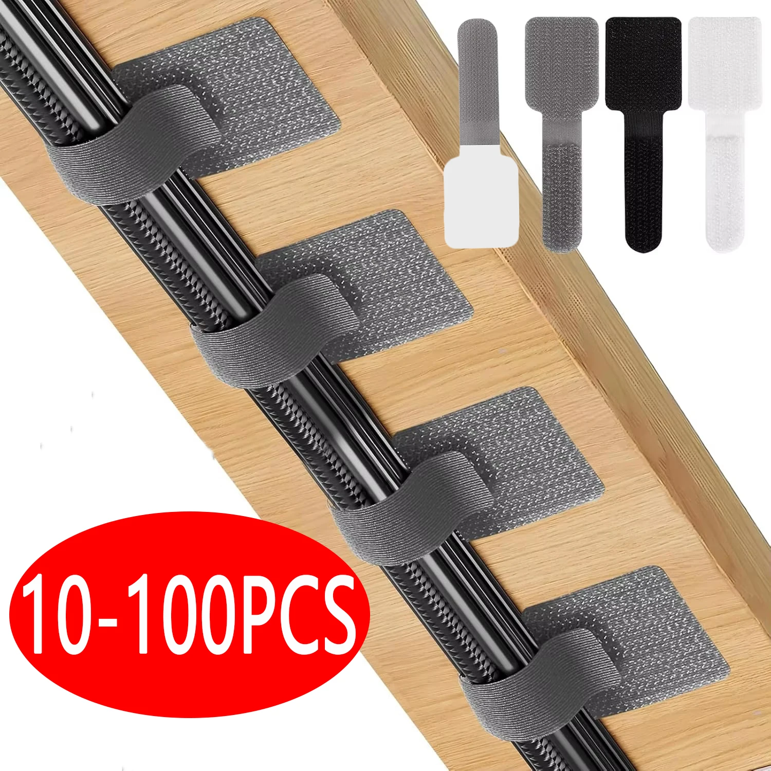 10-100PCS Reusable Cable Ties Ties Self-Adhesive Power Cord Cable Holder Adjustable Cord Storage Desktop Organiser Manage