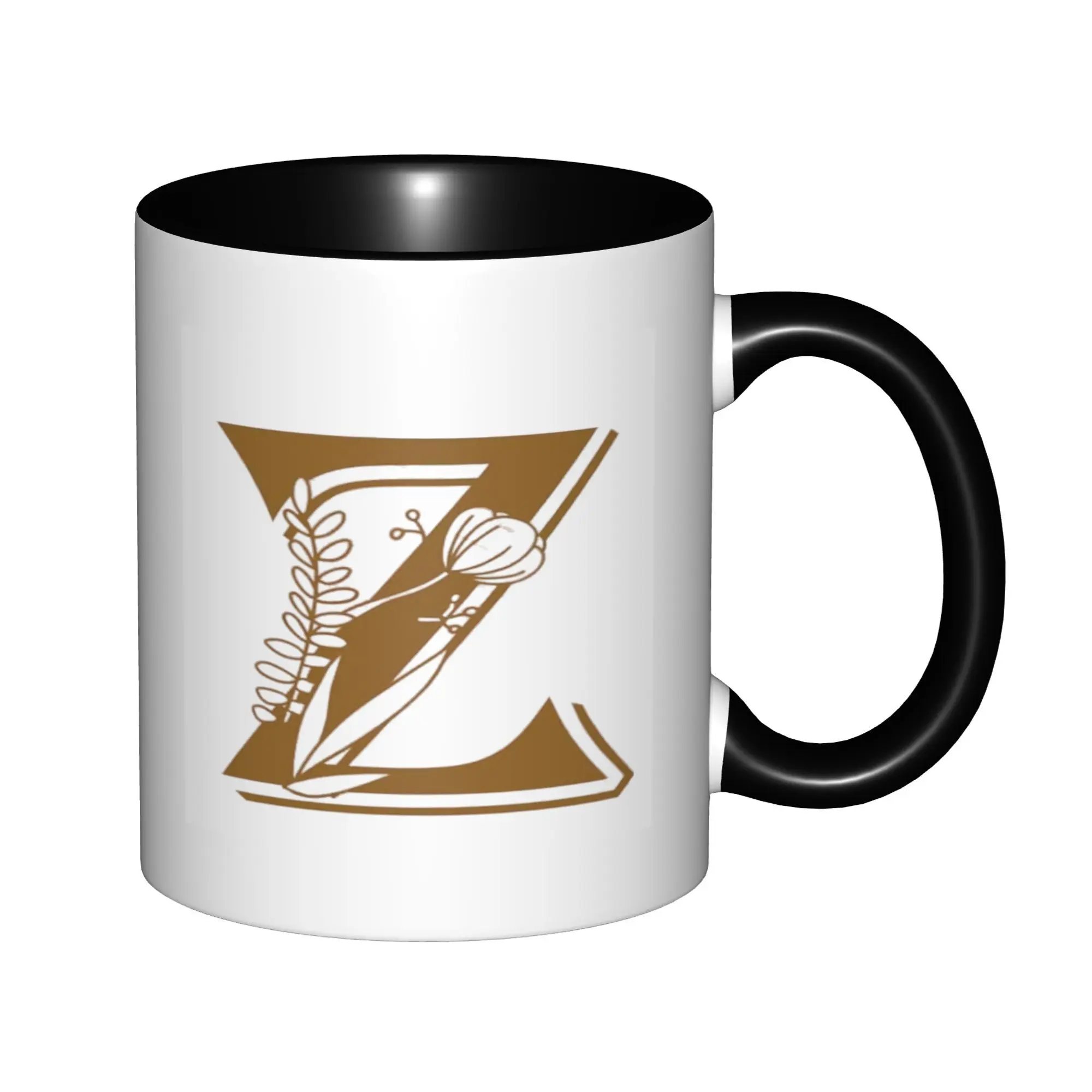 

Letter Z Personalized Initial Mugs with Flower, Bridal Shower Gifts Mugs For Birthday Coffee Mugs Ceramic Tea Cups 11oz