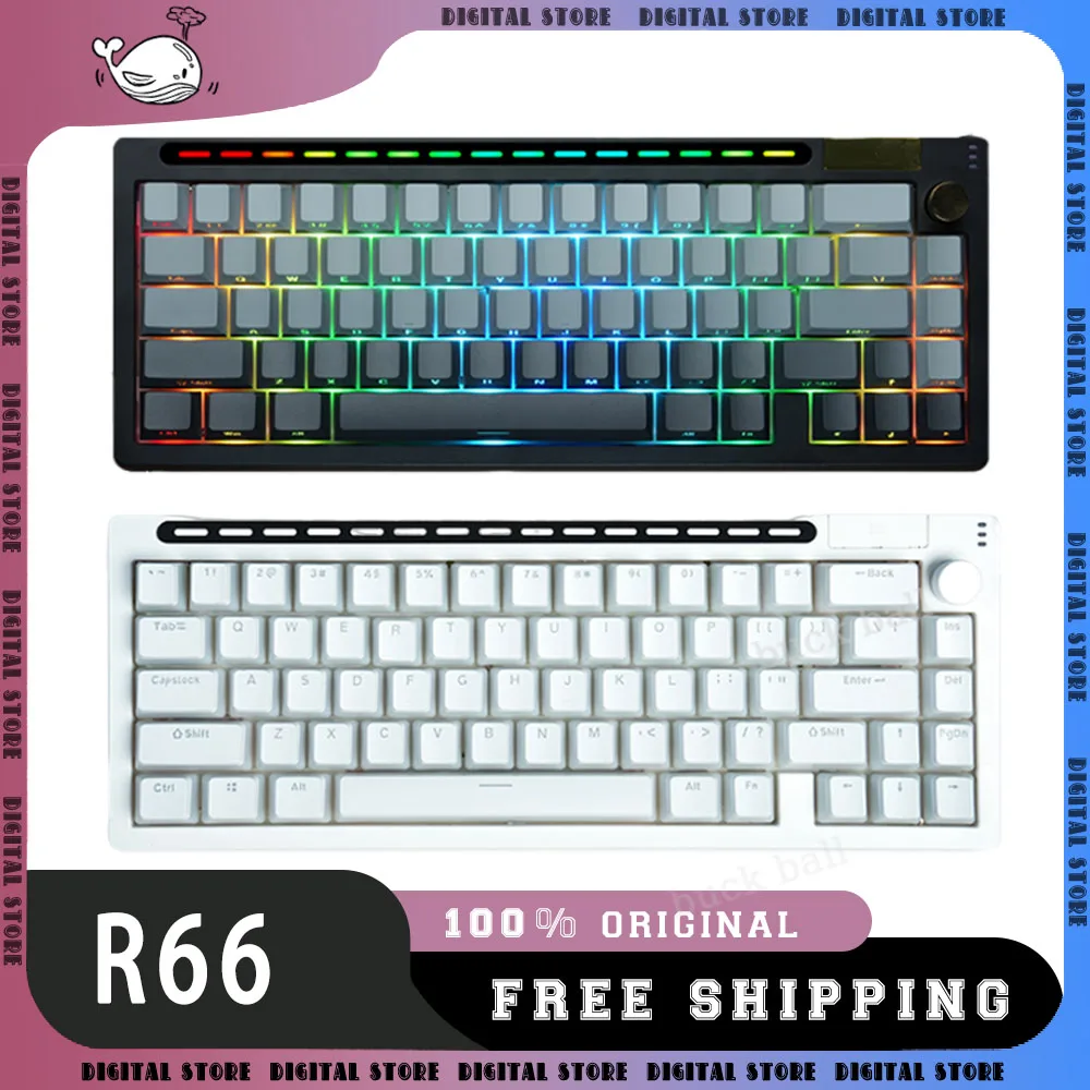 

RECCAZR R66 Gamer Mechanical Keyboard 3mode Bluetooth Wireless Keyboard Gasket Structure Hot Swap Rgb Backlit Gaming Keyboards