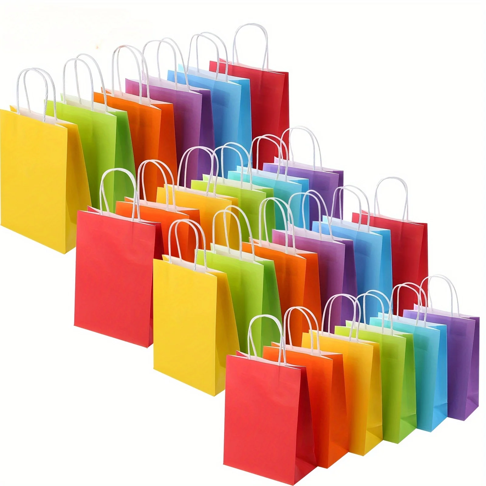 Eco-Friendly Kraft Paper Gift Bags With Handles - Rainbow Colors For All Occasions