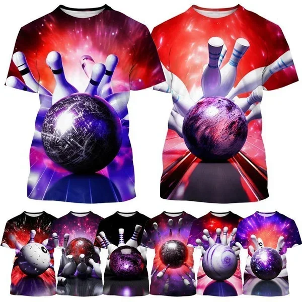 

Casual Fashion Sports T-Shirt Bowling Ball 3D Printing Men Ladies Fun Street T-Shirt