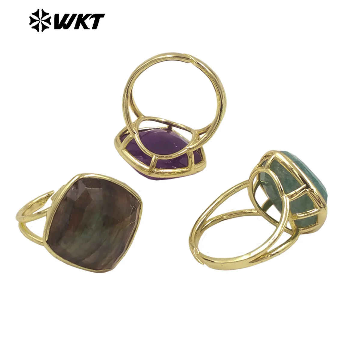 

WT-R564 Простое модное кольцо квадратной формы с покрытием из 18-каратного золота для женщин, подарки на вечеринку