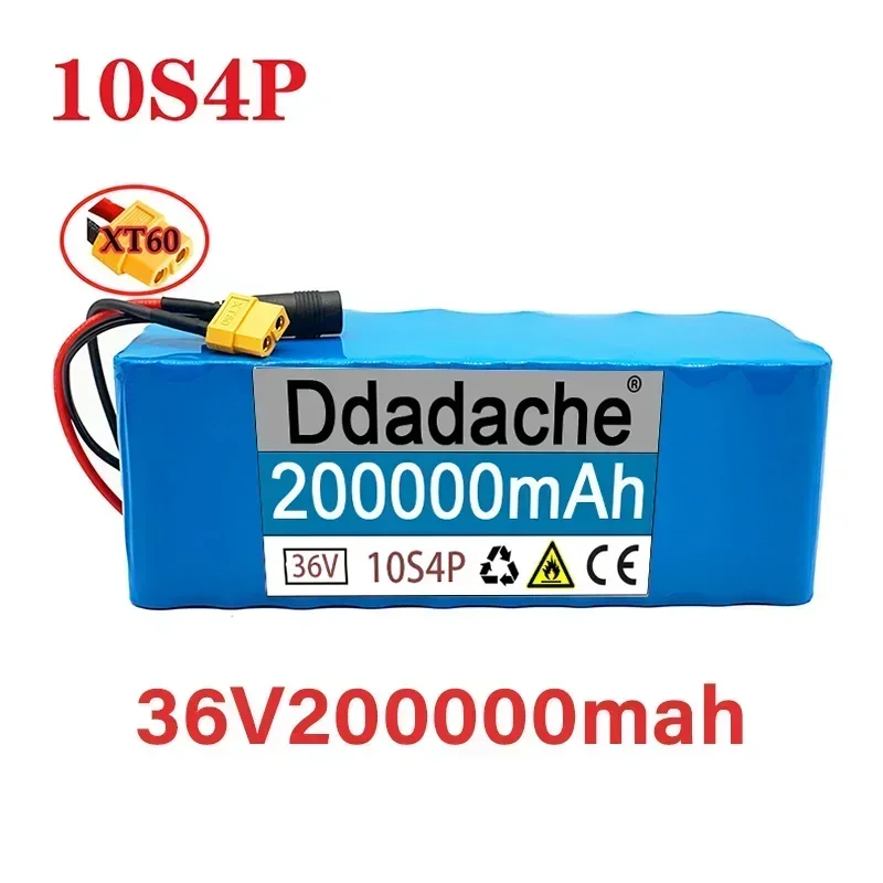 Baru 10s4p 36V 200Ah 100% Asli 20000W Kapasitas Besar 18650 Baterai Lithium Peralatan Motor dengan Steker BMS XT60