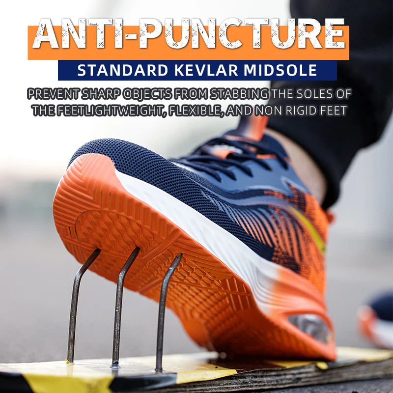 موضة جديدة وسادة هوائية التخميد الرجال أحذية عمل آمنة أحذية رياضية تنفس خفيفة الوزن غير قابلة للتدمير الصلب تو أحذية العمل الذكور