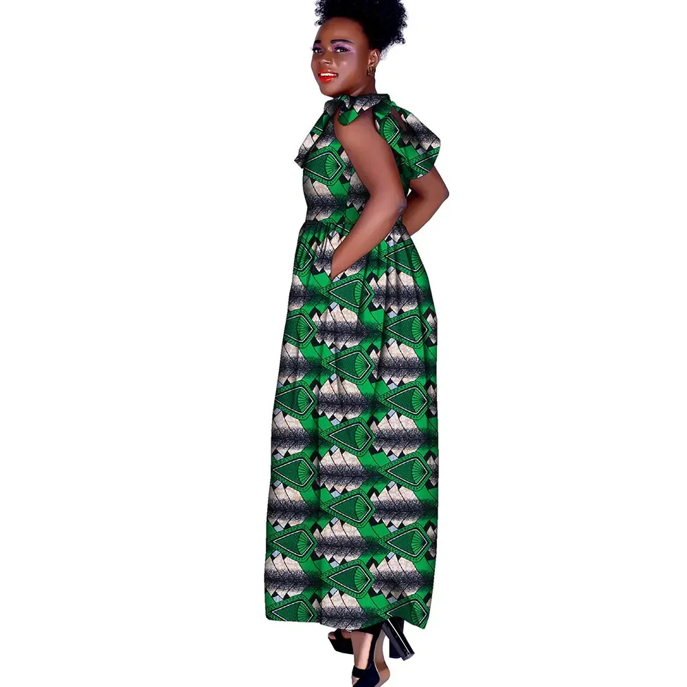 Dashiki  African Dresses for Women Daily Wedding  Party African Women Dress Ankle-Length Sleeveless Ankara Lady Dress FH004