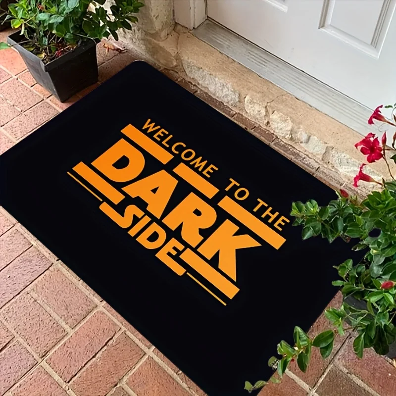 Bem-vindo ao lado escuro capacho durável antiderrapante tapete de entrada perfeito para decoração de casa adiciona charme exclusivo para sua porta