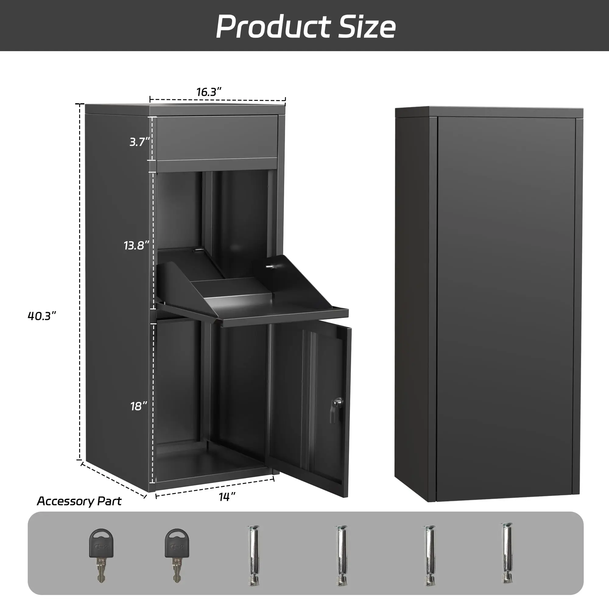Large Parcel Drop Box with Lock, Outdoor Package Delivery Box