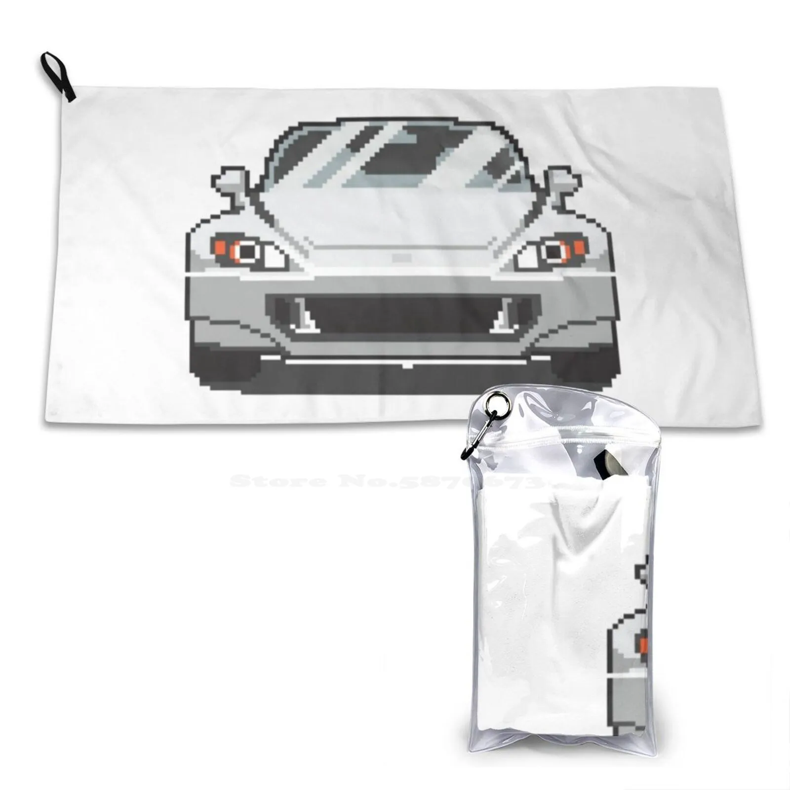 White Ap2 S2000 3D Print Pattern Soft Towel Pixel Art Car Automotive 8 Bit 16 Sports Hyper Sedan Wagon Convertible Roadster