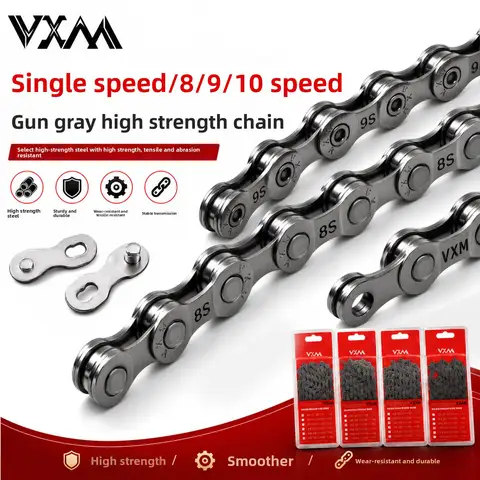 Highway mountain bike variable speed chain electroplating gun gray 8/9/10S single speed variable speed high-strength bike chain