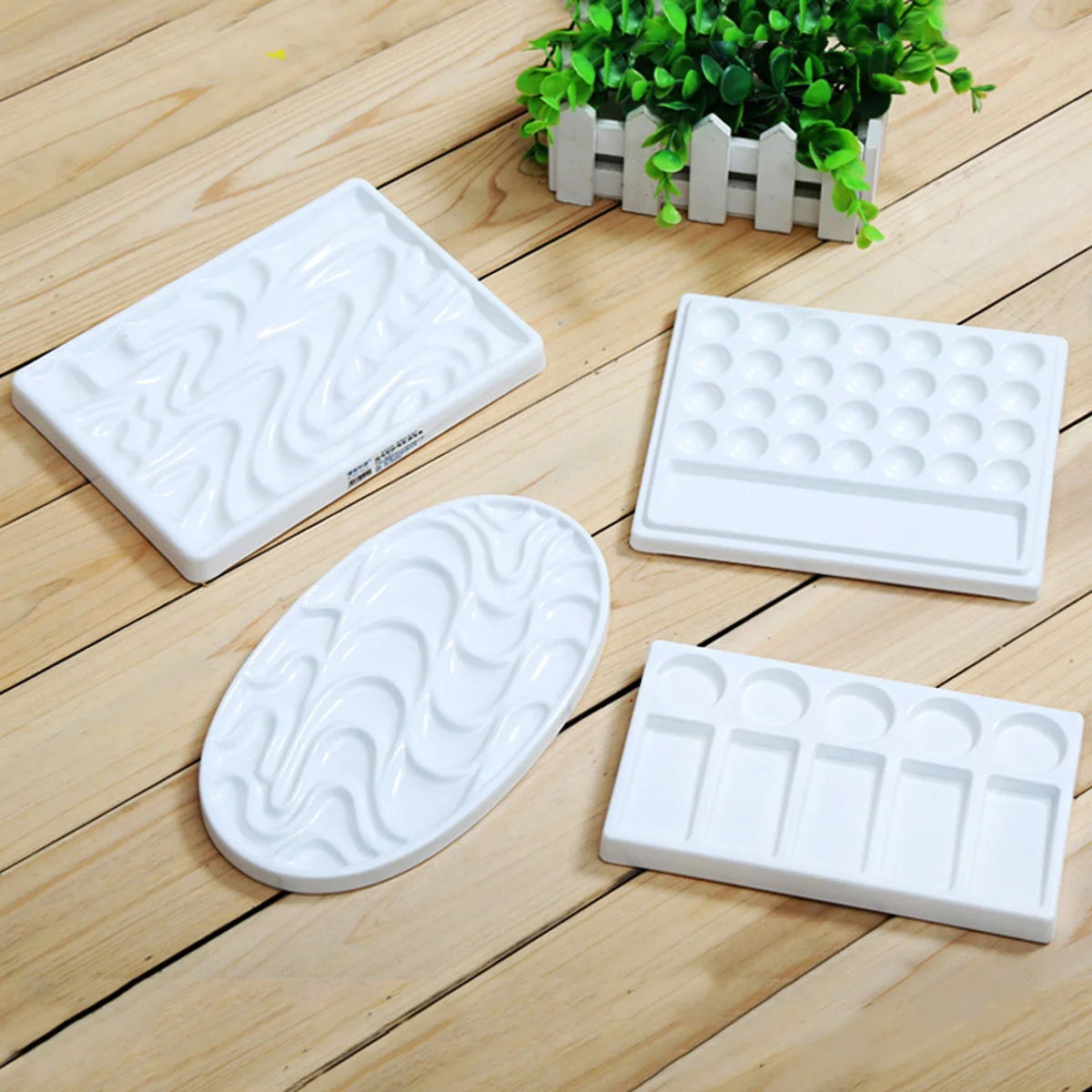 

Ripple Wave Imitation Ceramic Palette White Watercolor Painting Kit Porcelain Style Smooth Edges Easy Use Painting Palette