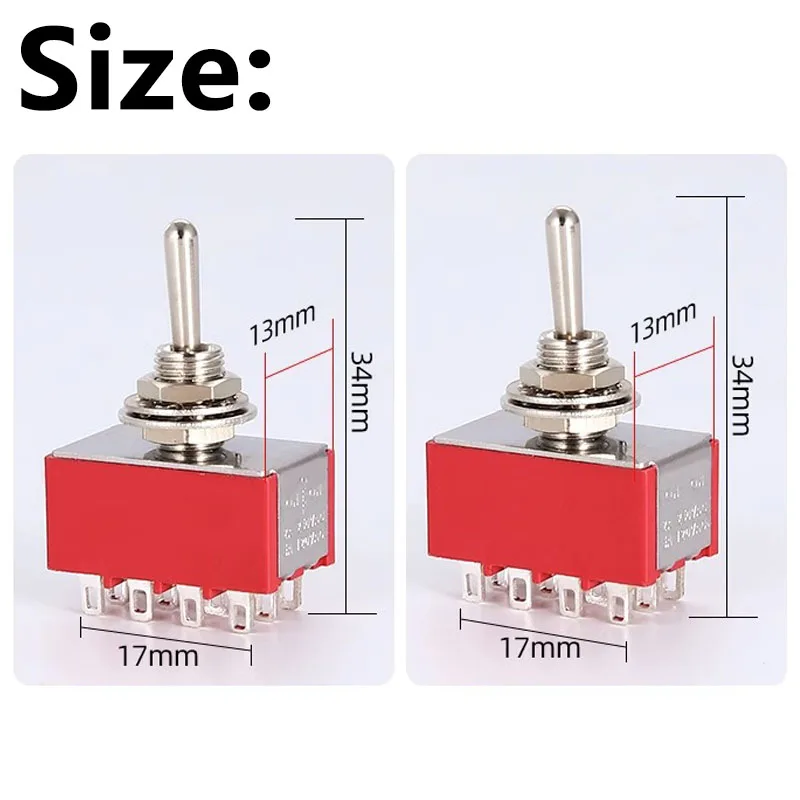 1 PCS,12Pin,Toggle Switches,Red,2/3 Position,ON-ON DPDT Mini Toggle Switches,6A/125V-2A/250V AC,MTS-402,Push Button Switch