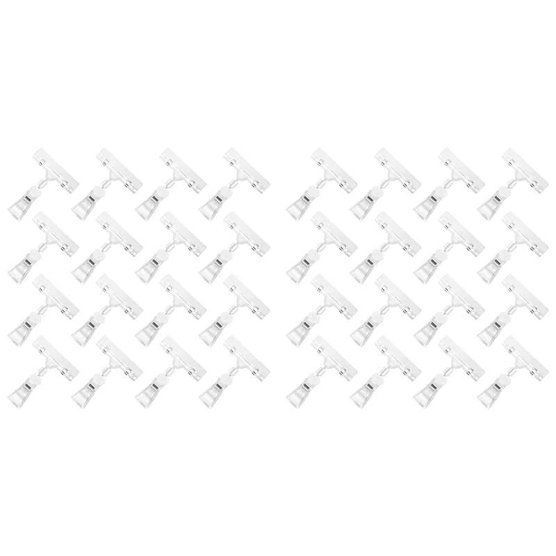 

32Pcs Clear Sign Clips Plastic Clip Sign Holder Stand, Swivel Price Clips Clothing Rack Signs Tag Clothing Rack Signs