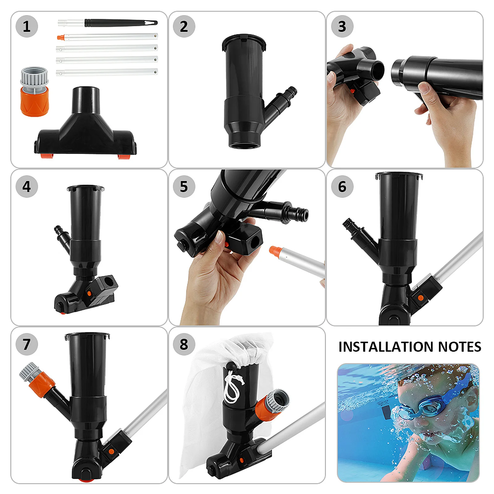 

1 комплект, инструмент для чистки бассейна, высокое качество, прочный, легкий, легко собрать для бассейнов, пружин, пружин, пружин, фонтанов