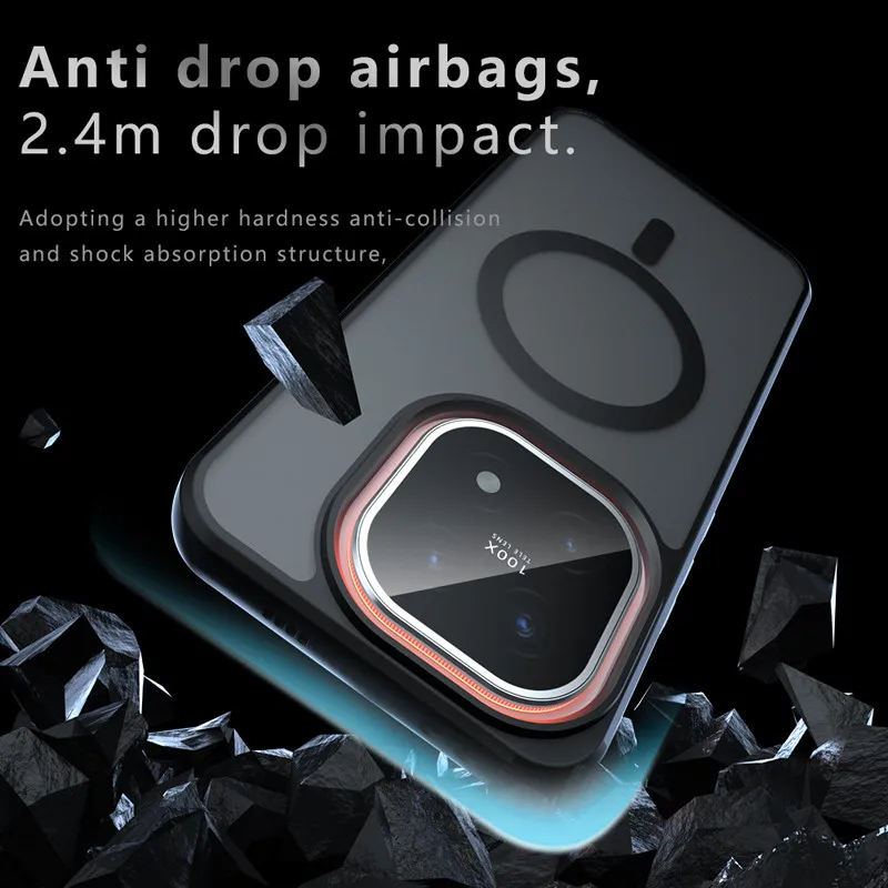 

For VIVO iQOO 15 Magnetic Case ELVEV Anti-drop Airbag TPU Hard PC Matte Skin-feeling Suction Phone Cover