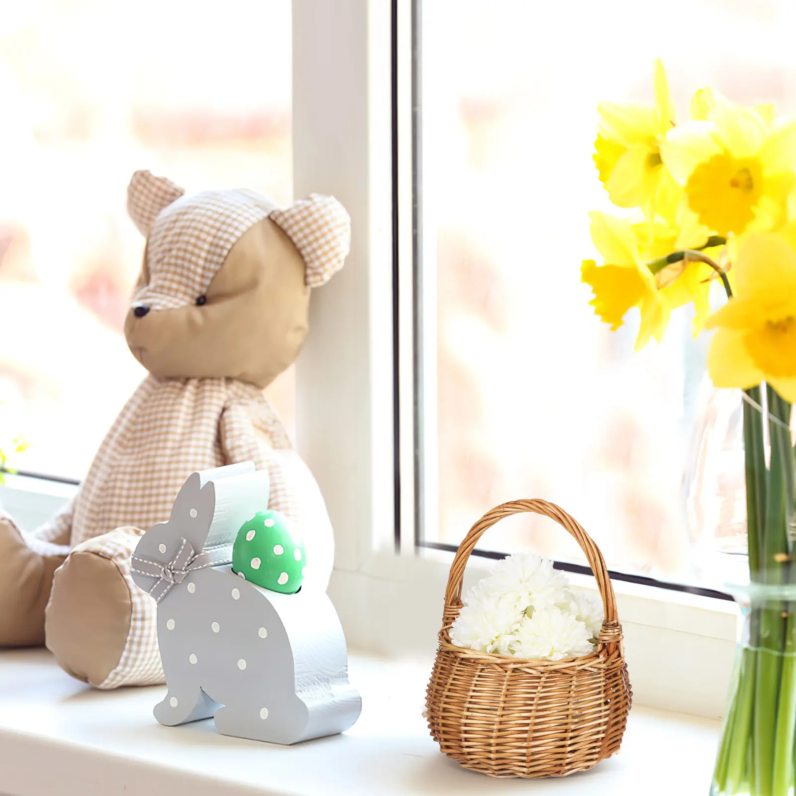 

Свадебная цветочная корзина из плетеного ротанга с прочной ручкой, винтажный деревенский дизайн для бросания лепестков, украшение для стола