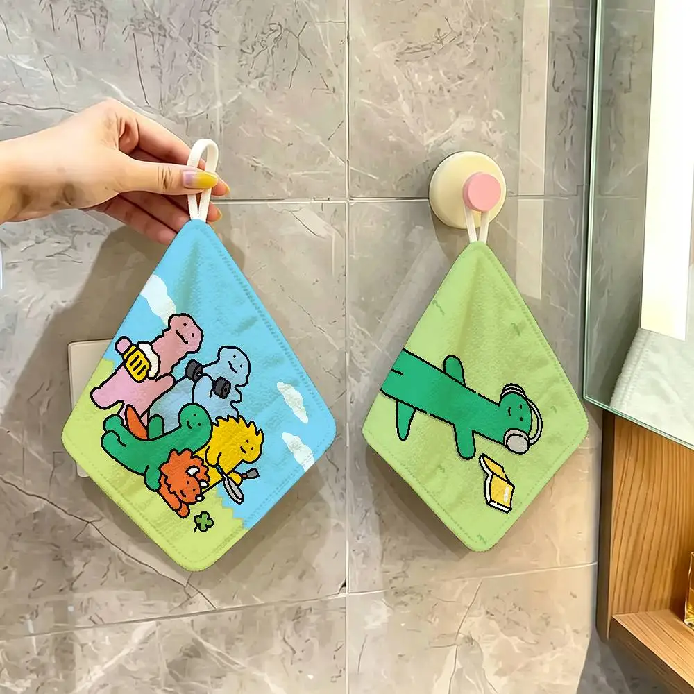 Cartoon J-Joguman S-Studio Polyester Cotton Hanging Kitchen Towel, Skin Friendly Hand Wiping Towel for Hotel Cafe Household