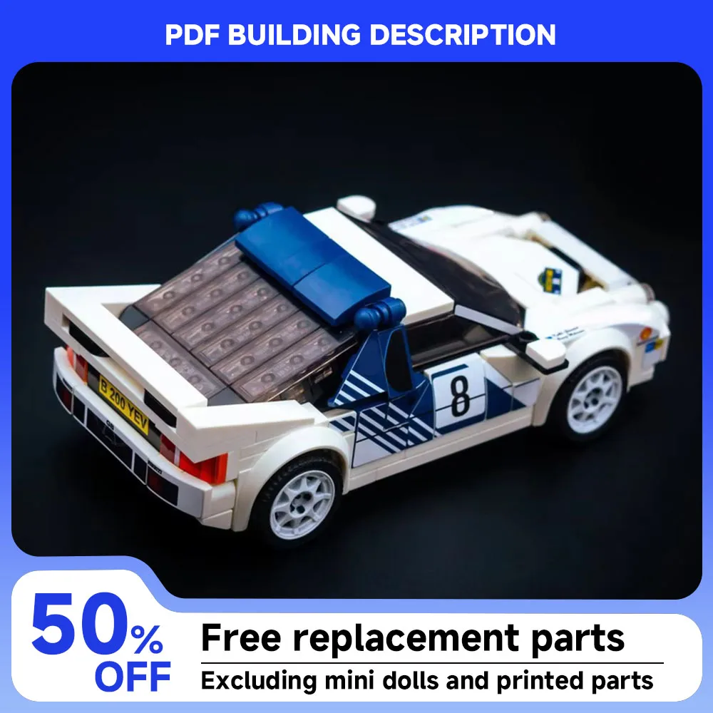 

New MOC Racing Series City Car Model 4-Cylinder Super Rally Car Modular Technology Gift Assembly Children's Toy Speed ​​Set