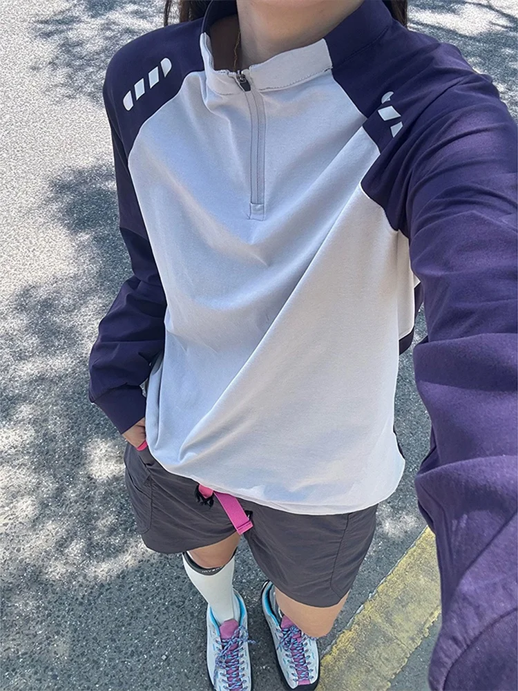 

Lightweight Qui Dry Long Sve Cycling Top Women's Summer Outdoor Sportswear f Zip Color Blo UV Protection T-irt