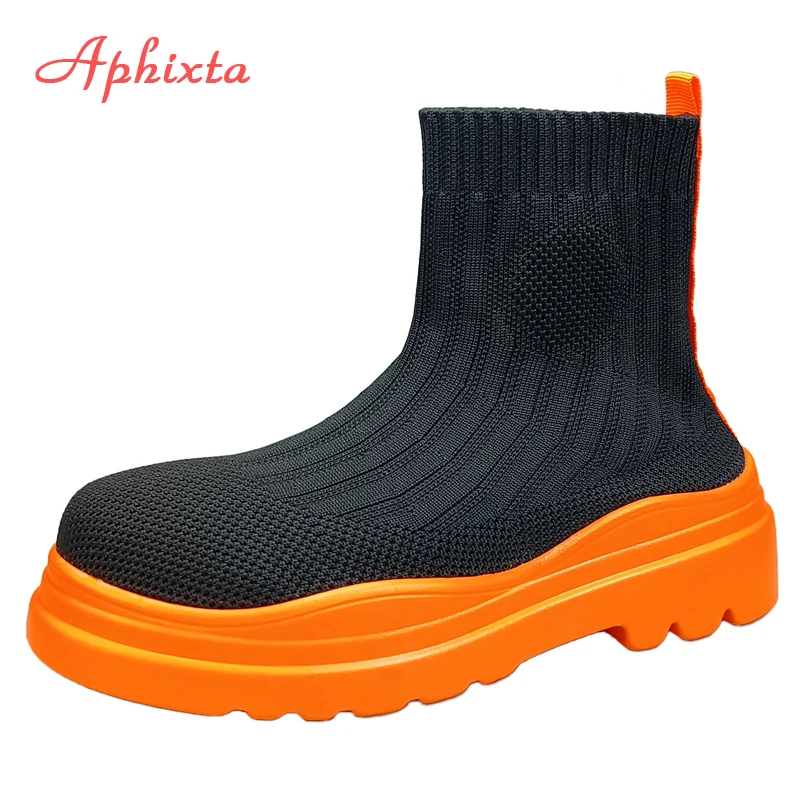 

Aphixta Autumn Breathable Stretch Fabrics Sock Boots Women Sneakers Sports Knitting Rinning Shoes Elastic Ankle Boots Footwear