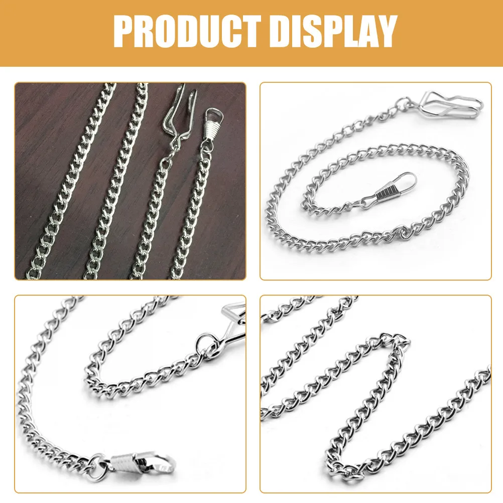 2Pcs Metal Vintage Watch Chains for Men Pocket Watch Hanging Chains Retro Cowboy Style Wallet Pant Chain Clothing Decor