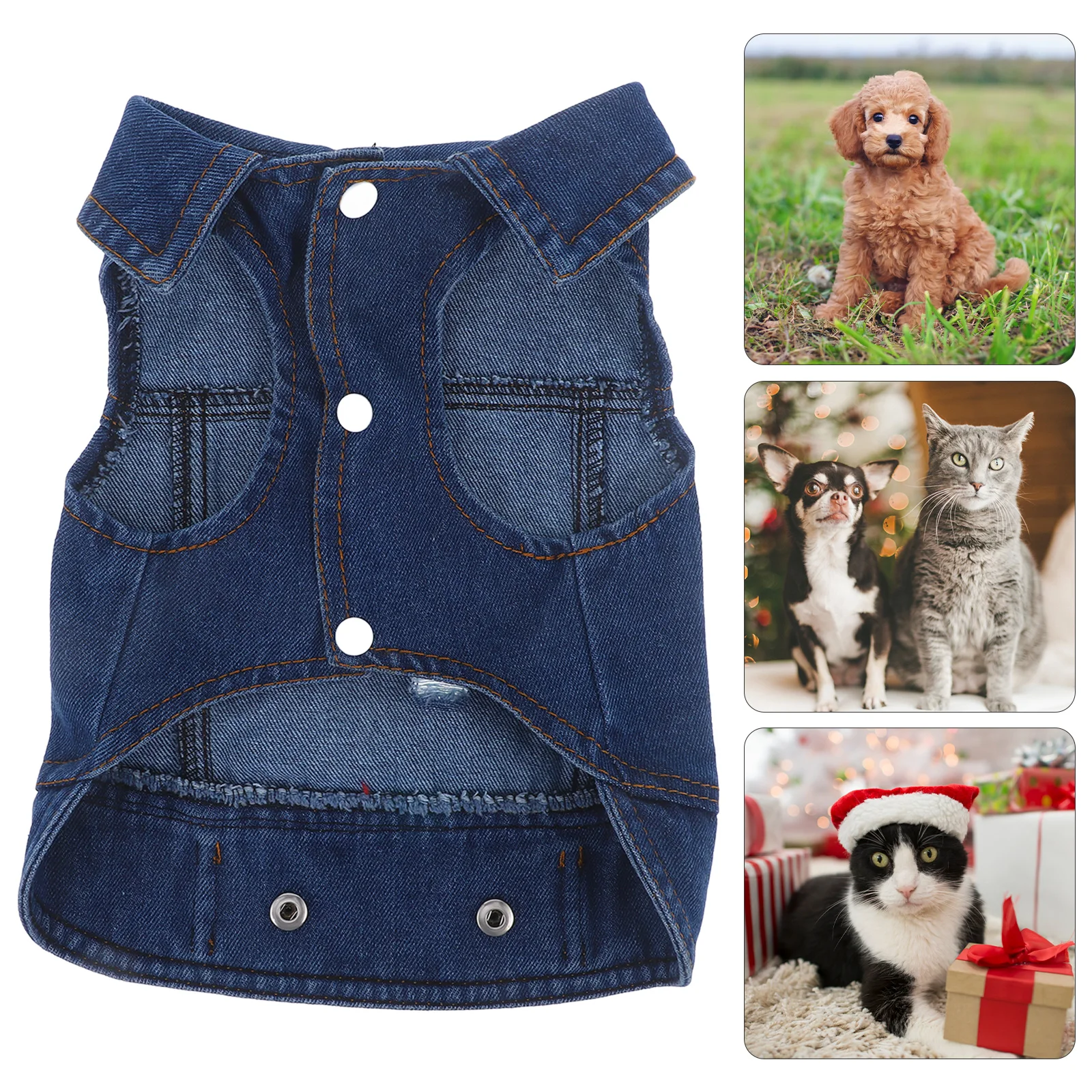 

Pet Fashion Denim Jacket M Size for Small Medium Dogs Cool Sleeveless Coat Protection Dog Winter Vest